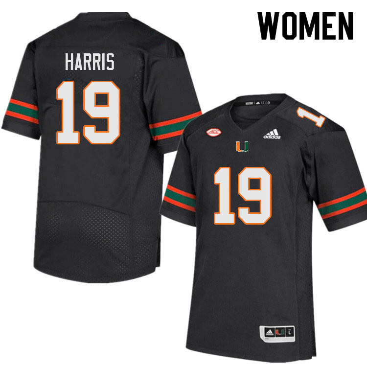 Women #19 Jaden Harris Miami Hurricanes College Football Jerseys Sale-Black